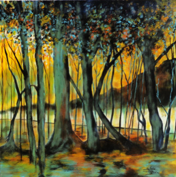 Named contemporary work « quelques arbres », Made by SYLVIE PINON