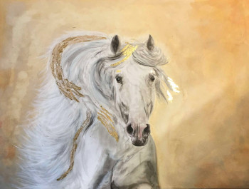 Named contemporary work « Cheval pure race espagnole », Made by ANNABEL LABATIE