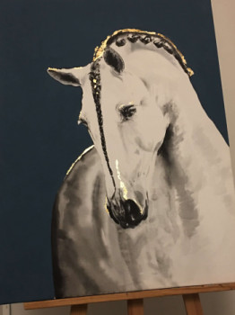 Named contemporary work « Cheval pure race espagnole Emporio étalon », Made by ANNABEL LABATIE