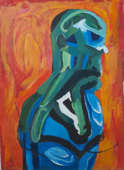 Named contemporary work « The Thinker », Made by SANDRO LOPES ART