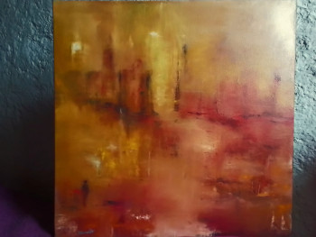 Named contemporary work « Village en jaune », Made by BONVARLET