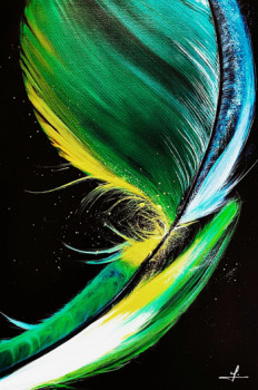 Named contemporary work « My Green Beautiful Feather. », Made by LORENZO DE OYA
