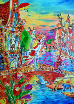 Named contemporary work « Lovers in Amsterdam », Made by ELVA POLYAKOVA