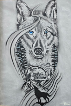 Named contemporary work « Loup lunaire », Made by SABRINA POUSS