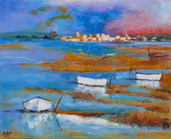 Named contemporary work « Les barques blanches », Made by RAOUL RIBOT