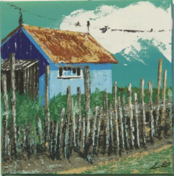 Named contemporary work « une cabane bleue au chenal d'Arceau », Made by LUDO