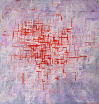 Named contemporary work « Red Blue city 2 », Made by ER BR