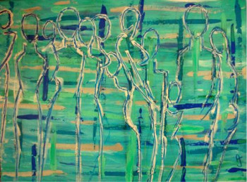 Named contemporary work « FOULE AZUR », Made by ARIANE J