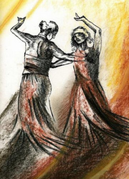 Named contemporary work « danse gitane 1 », Made by LAURE VIEUSSE