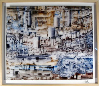 Named contemporary work « Port de commerce », Made by JEAN PIERRE HUE