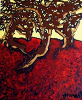 Contemporary work named « LES ARBRES ROUGES », Created by THOMASS