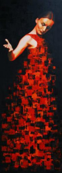 Named contemporary work « red flamenco », Made by TATIANAB