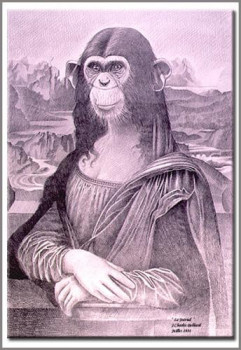 Named contemporary work « mona lisa "guenon souriante », Made by JEAN-CHARLES BELLIARD