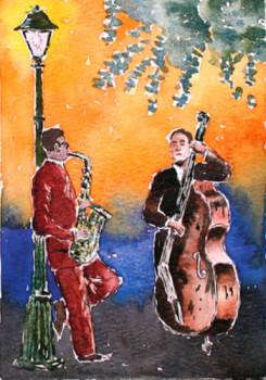 Named contemporary work « Jazz New Orléans : Clarinette et Basse », Made by ROGER J.