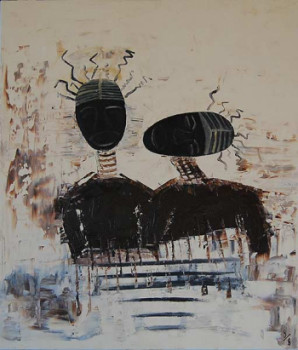 Named contemporary work « African twins », Made by BRIGITTE TISON