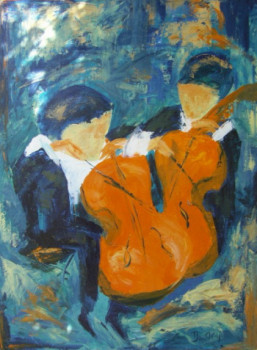 Named contemporary work « LES VIOLONCELISTES », Made by YASMINE BLOCH
