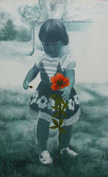Contemporary work named « Le pouvoir des fleurs », Created by DOMINIQUE JANIERE