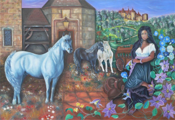 Named contemporary work « Epona et la Fauvette noire à Chamechaude », Made by ABERNARDO