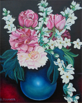Contemporary work named « Le vase bleu aux campanules », Created by ABERNARDO