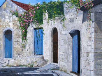 Named contemporary work « Ruelle à Argiroupoli », Made by VIVIANE LESUISSE