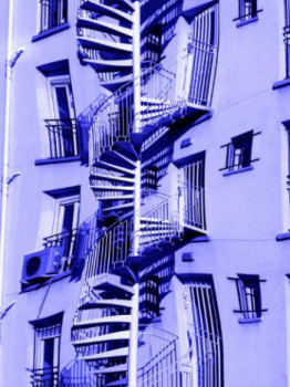 Named contemporary work « L'escalier bleu », Made by FLUORIT