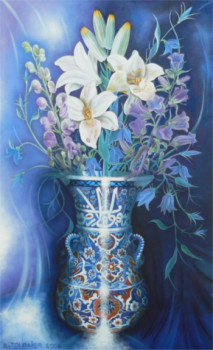 Named contemporary work « Le vase bleu calligraphié2 », Made by ABERNARDO