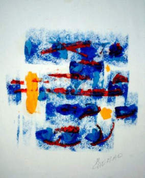 Named contemporary work « Bleu 141 », Made by CHEMAO