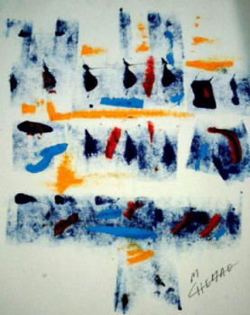 Named contemporary work « Bleu 162 », Made by CHEMAO