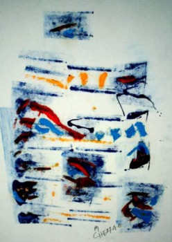 Named contemporary work « Bleu 157 », Made by CHEMAO