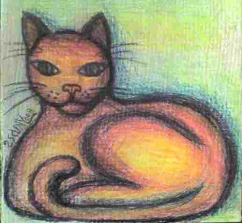 Named contemporary work « Le Chat Jaune », Made by STEPHANE CUNY