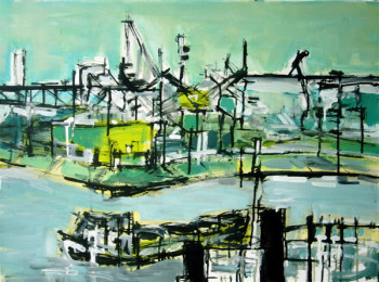 Named contemporary work « Le Port du Verdon », Made by CHRISTIAN MENARD