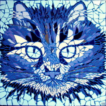 Named contemporary work « Chat Ziggy bleu », Made by CTN MOSAIQUE