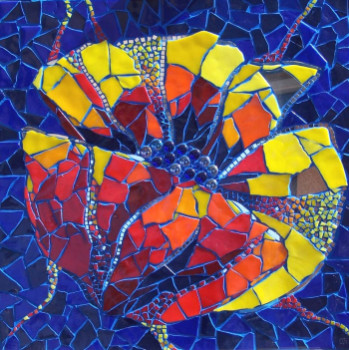 Named contemporary work « Fleur de Coti », Made by CTN MOSAIQUE