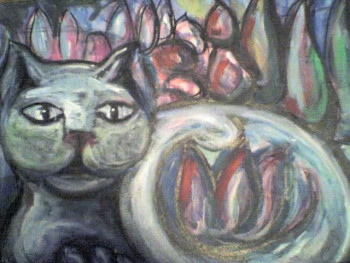 Named contemporary work « Un chat dans la nuit », Made by STEPHANE CUNY
