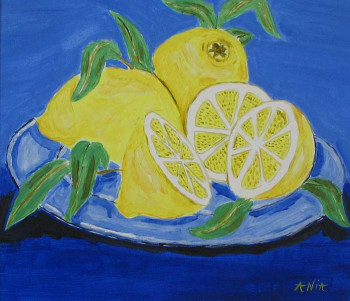 Named contemporary work « Assiette de citrons », Made by ANIA