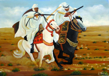 Named contemporary work « traditions equestres la fantazia », Made by ABDELMALEK FILAH