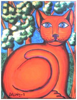 Named contemporary work « Die rote Katze », Made by STEPHANE CUNY