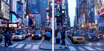 Named contemporary work « 1Times square one view ( diptyque », Made by ALAIN SERRUYA