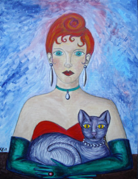 Named contemporary work « La dompteuse de chat », Made by STEPHANE CUNY