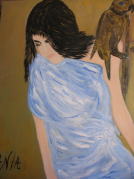 Named contemporary work « la jeune fille et son oiseau d'or », Made by ANIA