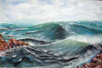 Named contemporary work « LES VAGUES VERTE », Made by EDWARD