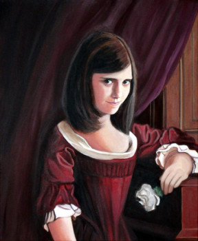 Named contemporary work « PORTRAIT - Jeune fille à la fleur », Made by AGRISELIN