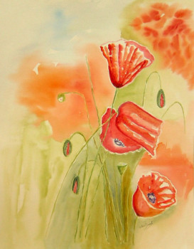 Named contemporary work « Coquelicots », Made by ARCENCIELDEMARIE