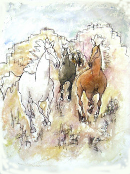 Named contemporary work « cheval blanc », Made by JANPOL PORTALIS