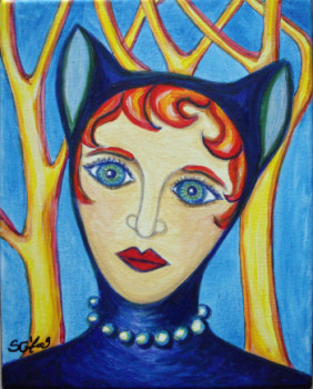 Named contemporary work « La femme-chat », Made by STEPHANE CUNY