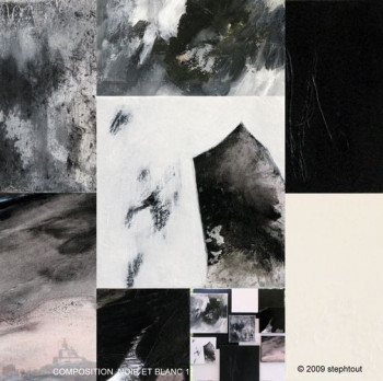 Named contemporary work « COMPOSITION NOIR et BLANC 1 », Made by STEPHTOUT