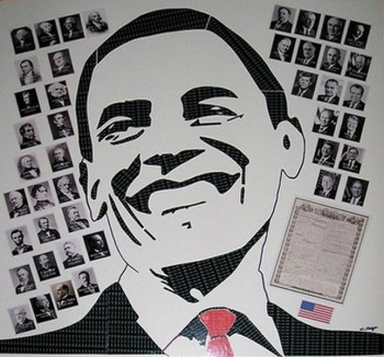 Named contemporary work « Obama et les 43 », Made by CLAUDE NOGUE