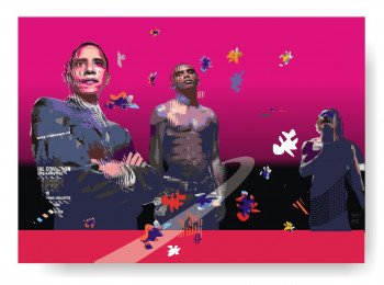 Named contemporary work « OBAMA ETOO DROG », Made by MANU NGOG