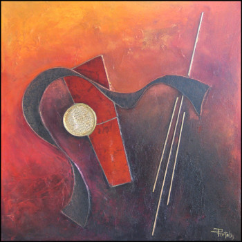 Named contemporary work « guitare d'or », Made by JANPOL PORTALIS