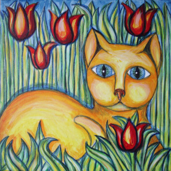 Named contemporary work « Le chat au printemps », Made by STEPHANE CUNY